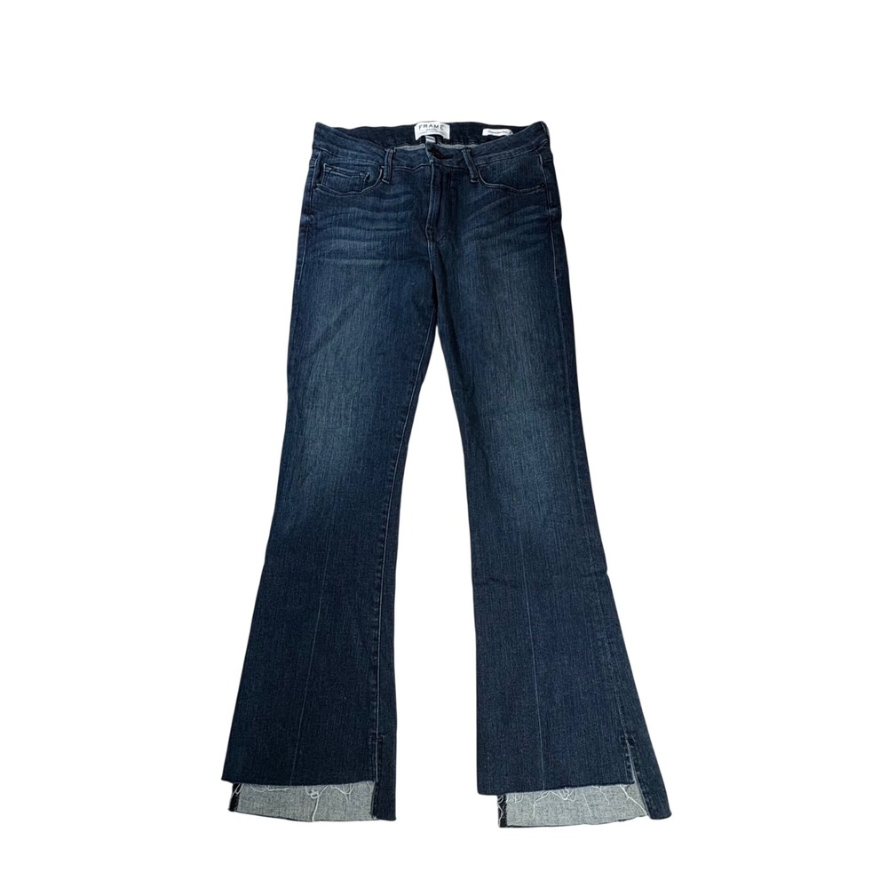 Frame Denim Le Crop Mini Boot Jeans Topsail Dark Wash Raw Step Hem 27